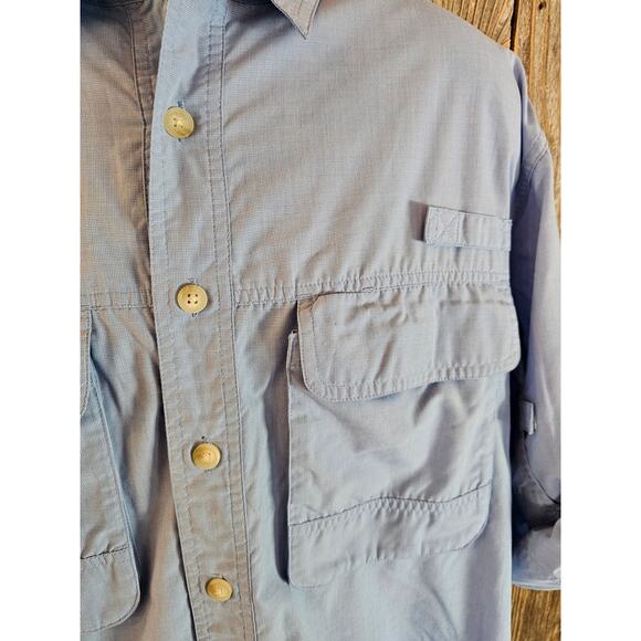 Exofficio roll tab sleeve Vented side back insect repellant button up L *FLAW* - Picture 3 of 11